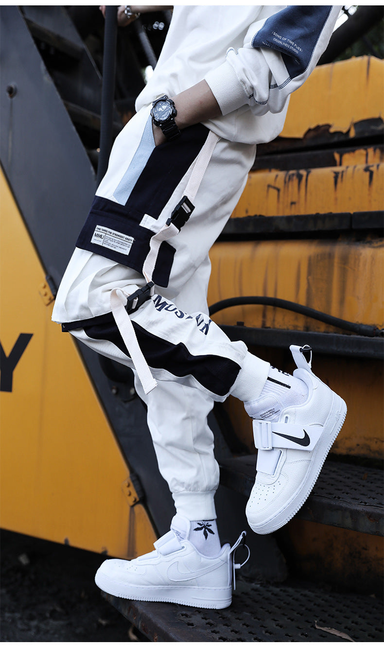 Pantalons drawstring Pantalons Hip Hop Loose Pitching Contraste Couleur Pantalons occasionnels Pantalons garçons
