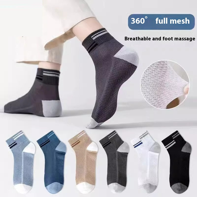 Mesh Respirant Couleur Solide Polyester Coton Court Tube Massage Pied lit Chaussettes Athlétiques