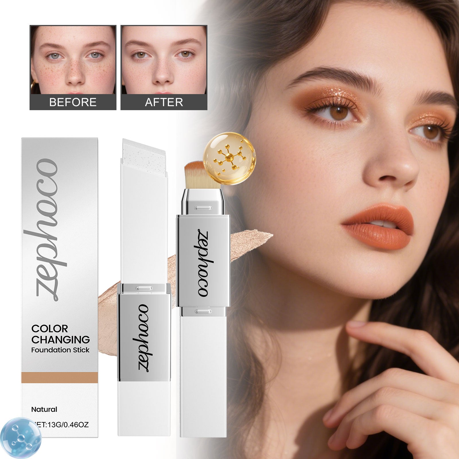 Deux en une couleur changer la fondation Maquillage bâton - naturel Couleur-13g 1 boîte