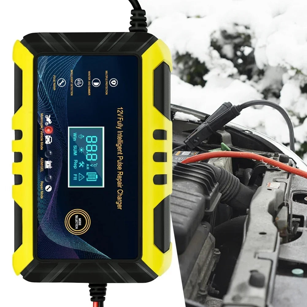 Chargeur de batterie de voiture 12V 6A Pulse Réparation LCD Chargeur de batterie automatique intelligent GEL Le