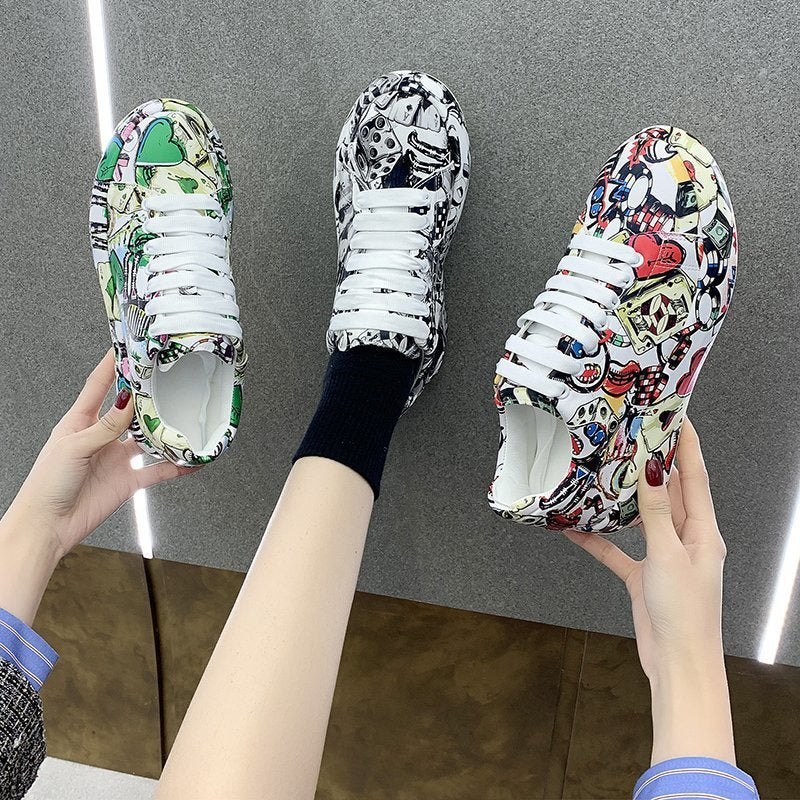 Femmes de la Plateforme de Mode Chaussures Casual Sneakers peints