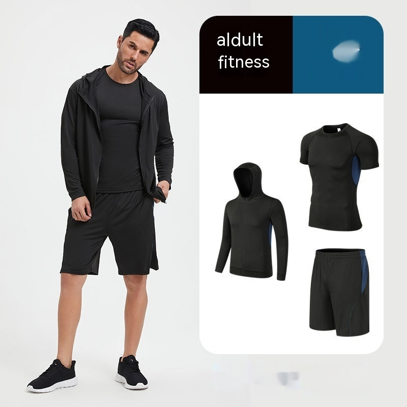Fitness Suit Homme Running Night Running Sports Séchage rapide Cinq-pièces Foo