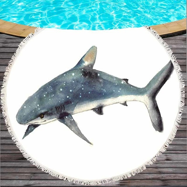 Serviette de plage imprimée Marine Life Round