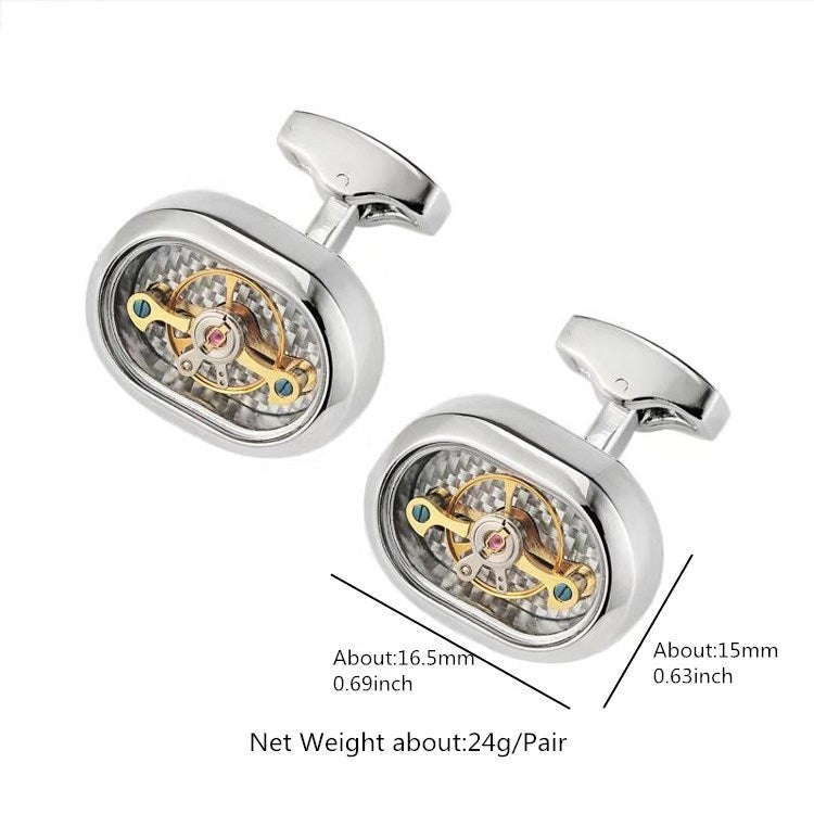 Mouvement Tourbillon Homme Boutons de manchette Gun Noir Français