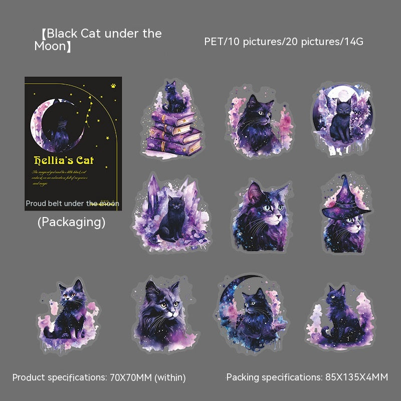 Belle journée PET Stickers Black Leah's Cat Series