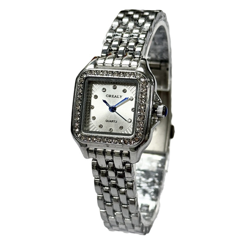 Classic Retro Square Imperméable Femmes Montre en diamant