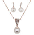 Mariée Strass Perle Boucles d'oreilles Collier Set Banquet Robe Bijoux