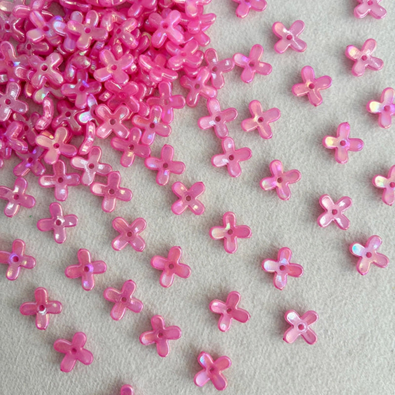 Perles de fleurs en acrylique avec paillettes dorées