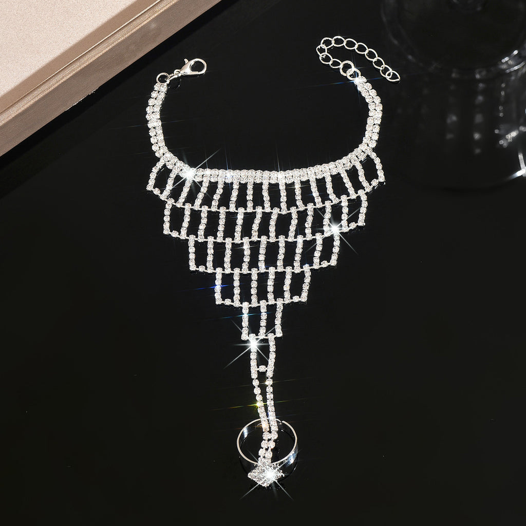 Femme Eventail Hollow CZ Slave Chaîne à main bracelet