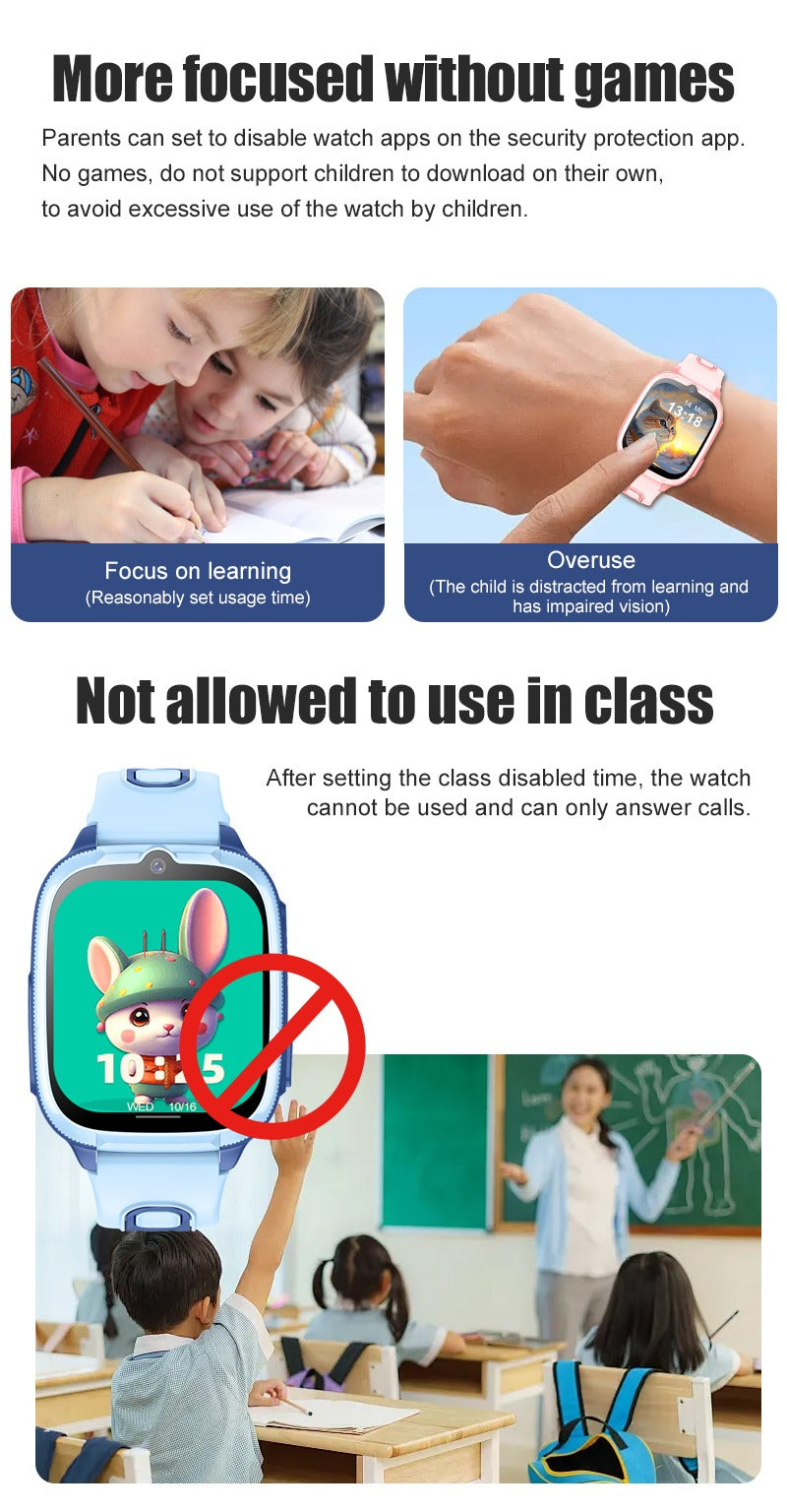 4G Enfants Smartwatch D53 Localisateur GPS Tracker Vidéo Appel Smart Watch For Children Imperméable