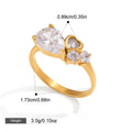 Anneau en acier inoxydable pour femmes avec zircon en forme de coeur