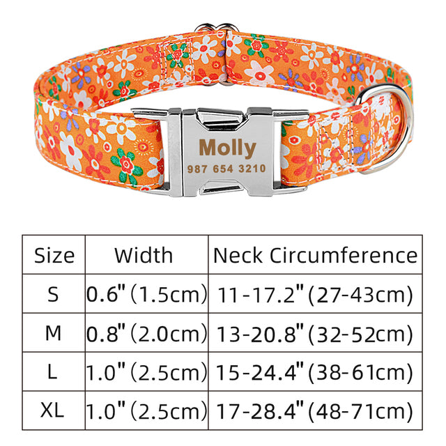 Collier de chien personnalisé en nylon réglable Free gravé Nom ID Tag