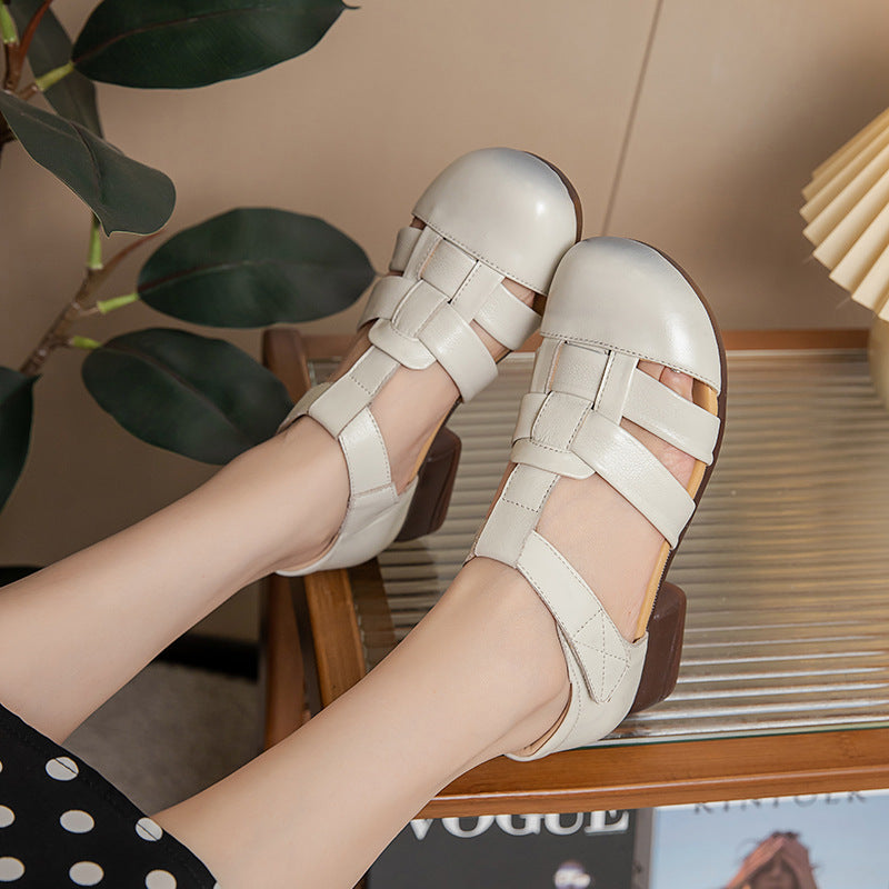 Sandales Retro Woven Chunky-heel pour femmes