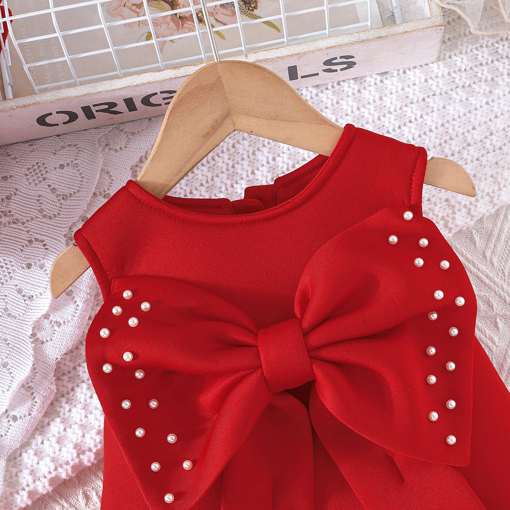 Robe de Veste de Cake-Style Perlé Grande Bow-Knot pour filles