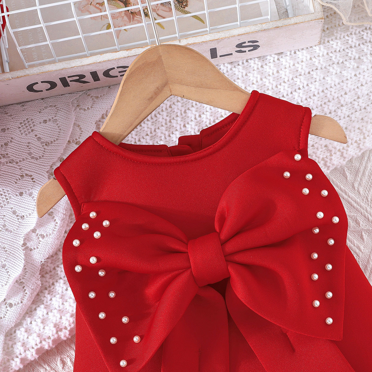Robe de Veste de Cake-Style Perlé Grande Bow-Knot pour filles