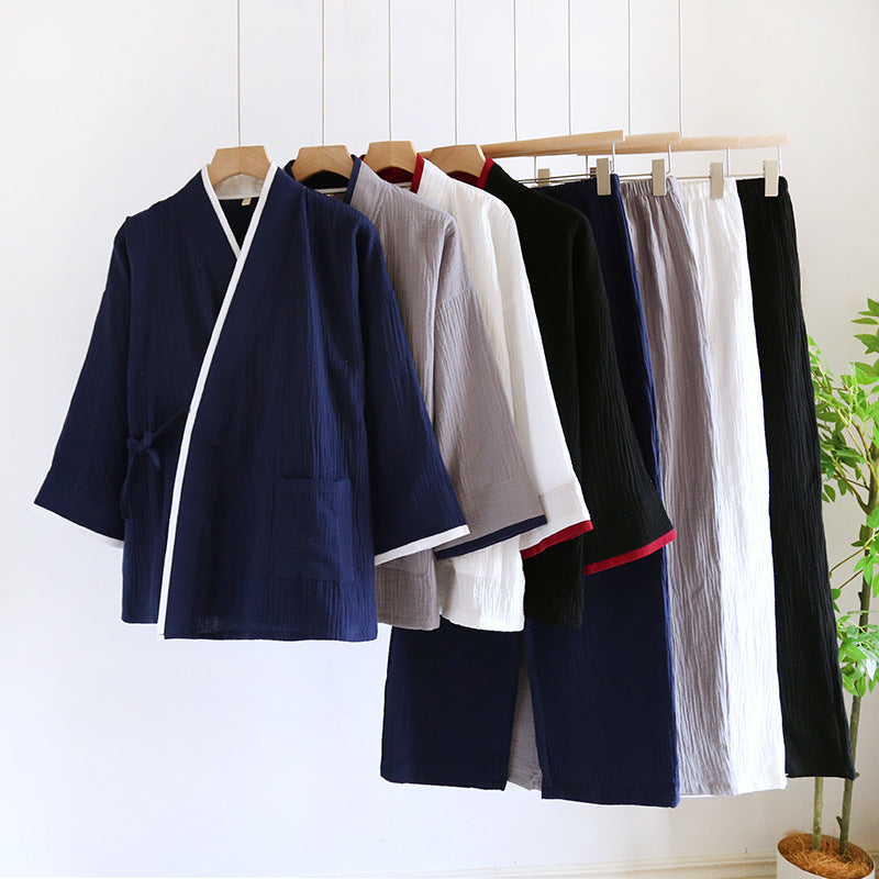 Hommes Kimono Hanfu Pure Cotton Gauze Pajama Set