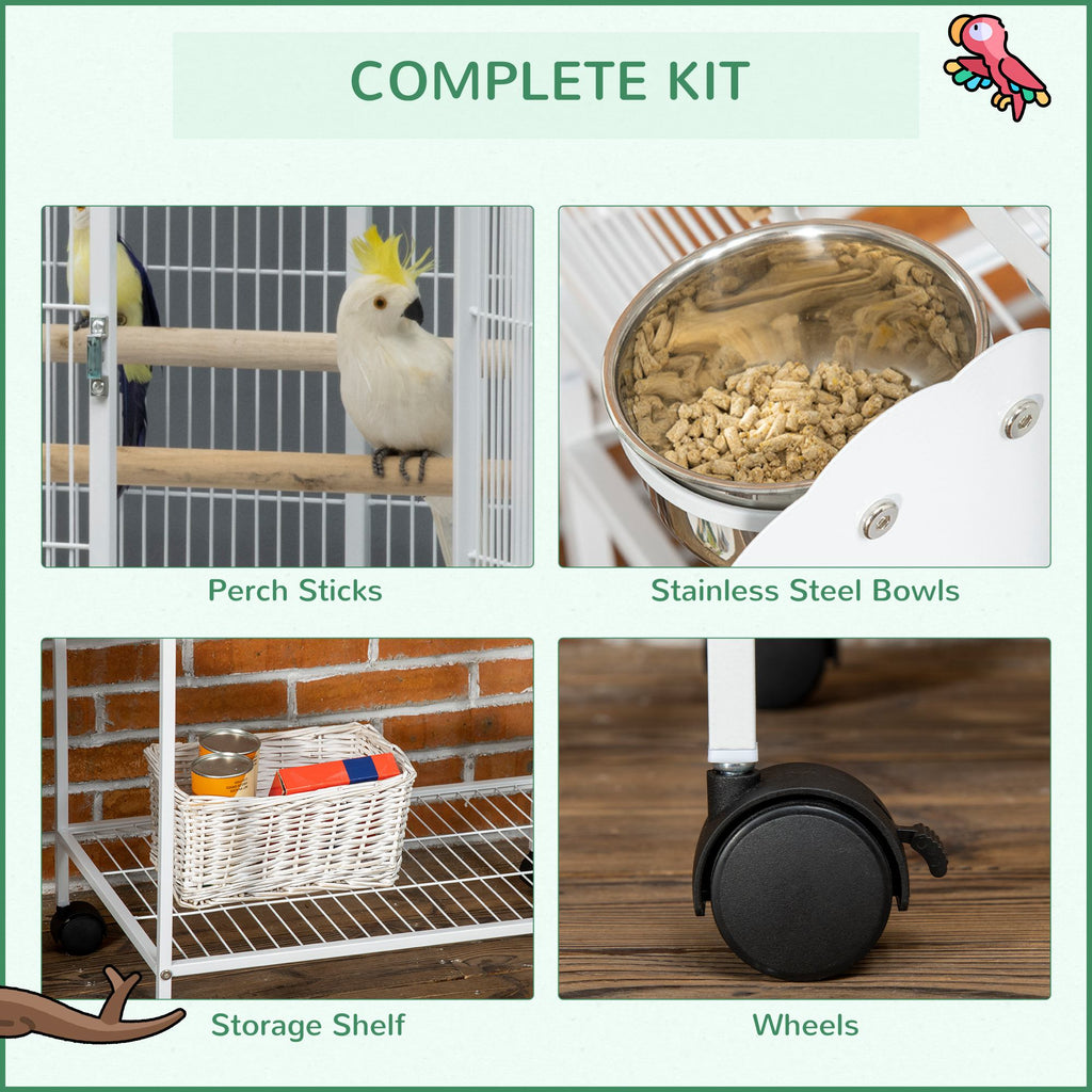 Cage grand perroquet de 55" avec crochet de jouets au-dessus de la perche d'oiseau supérieure