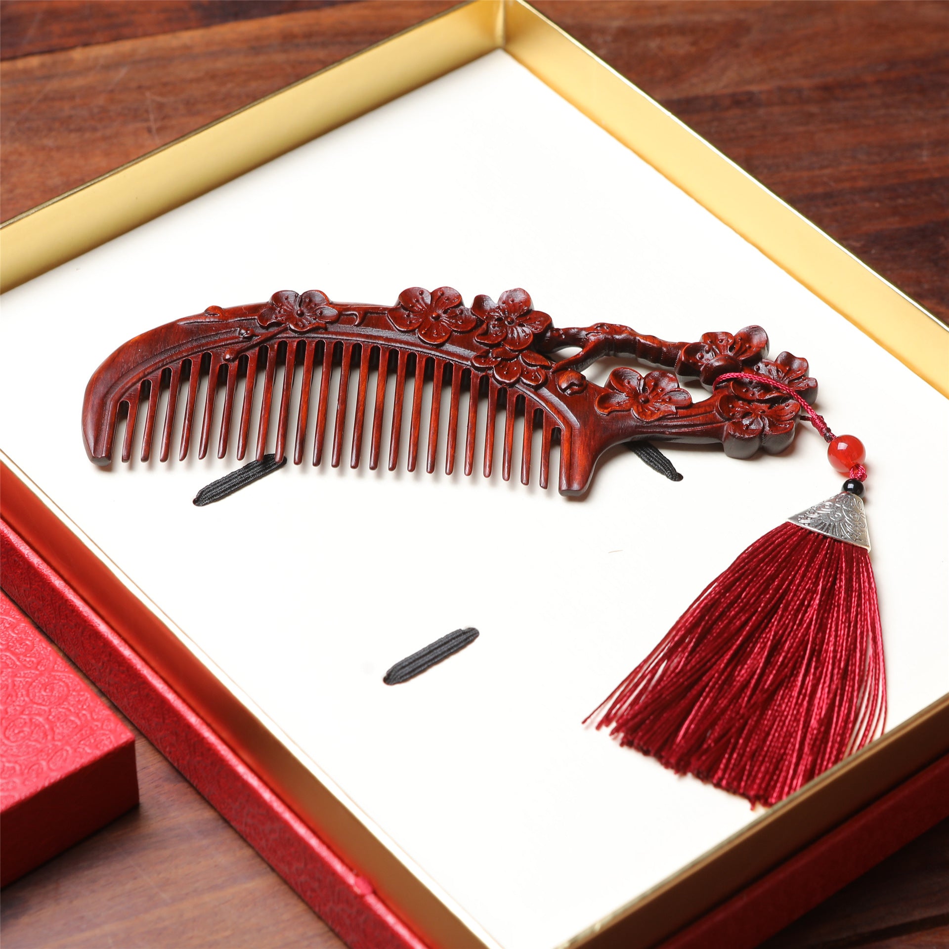 Ensemble de cadeau Peach Blossom Drunk en bois de peigne