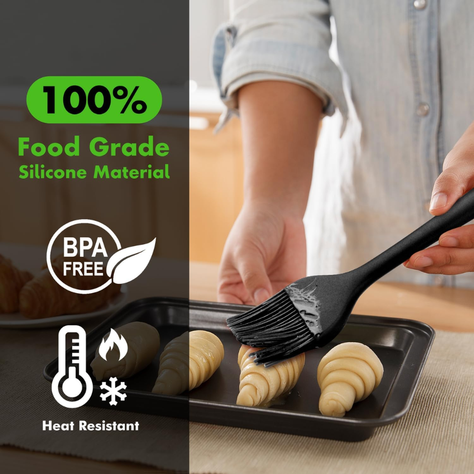2-Pack Silicone Basting & Pâtisserie Brosses résistant à la chaleur sans huile BPA et épandeur de sauce pour