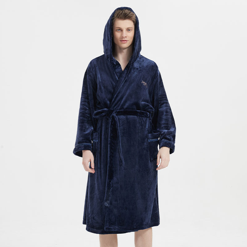 Fashion Navy Flannel Nightgown pour hommes