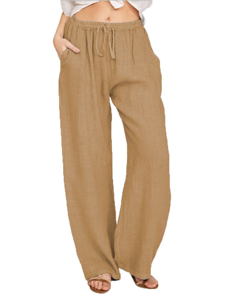 Linge de maison pour hommes Casual Loose Straight Long Pantalons Large-leg Respirant Linge de coton confortable