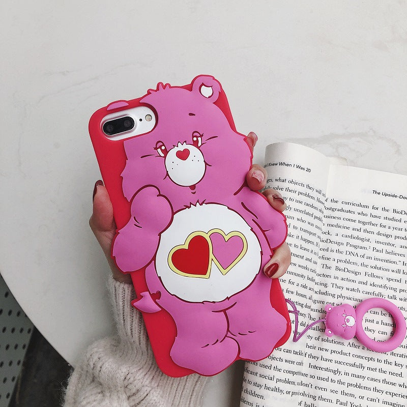 Mignon dessin animé arc-en-ciel ours téléphone portable cas