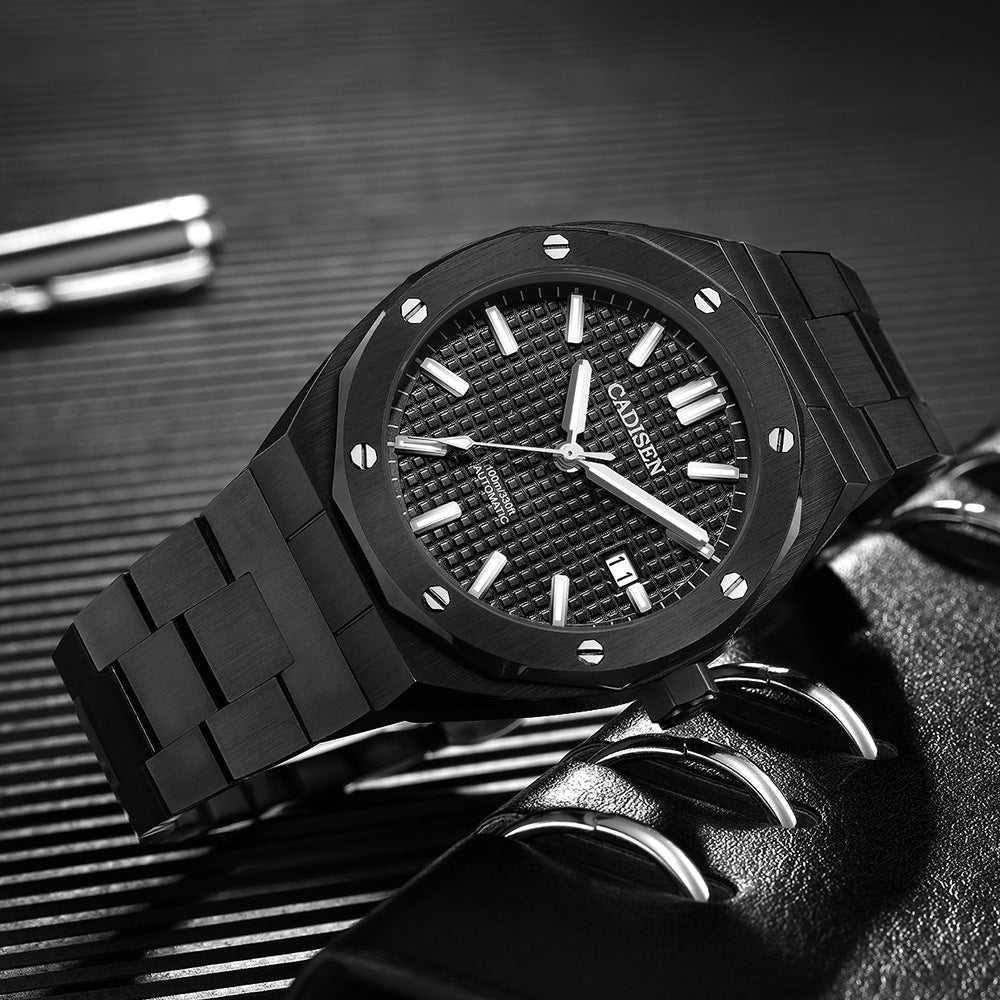 Mouvement mécanique automatique Calendrier Pointeur lumineux Montre homme