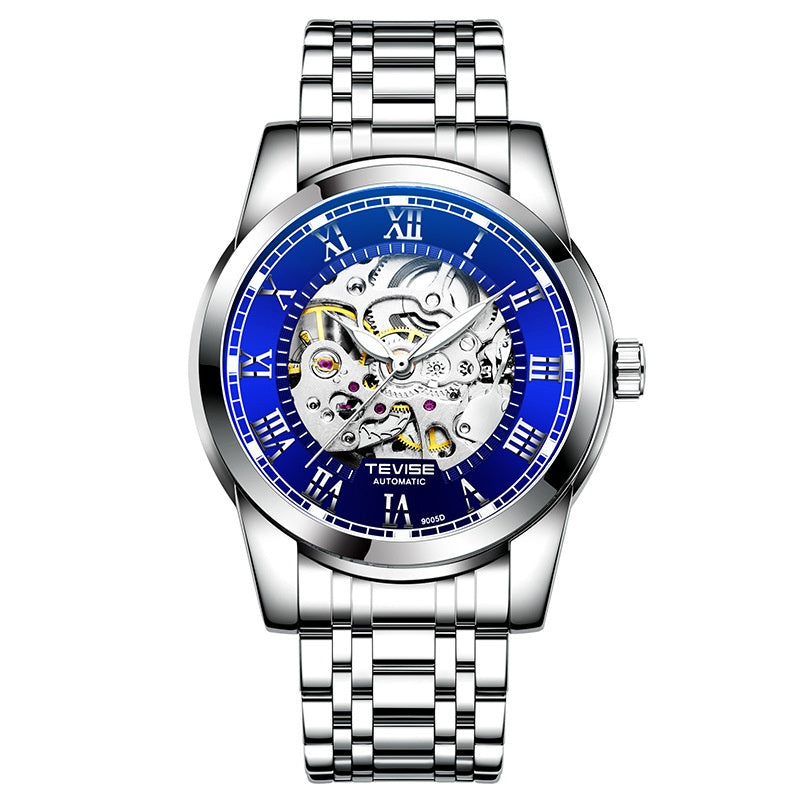Homme imperméable Minimaliste automatique Stylish Hollow Montre mécanique lumineuse
