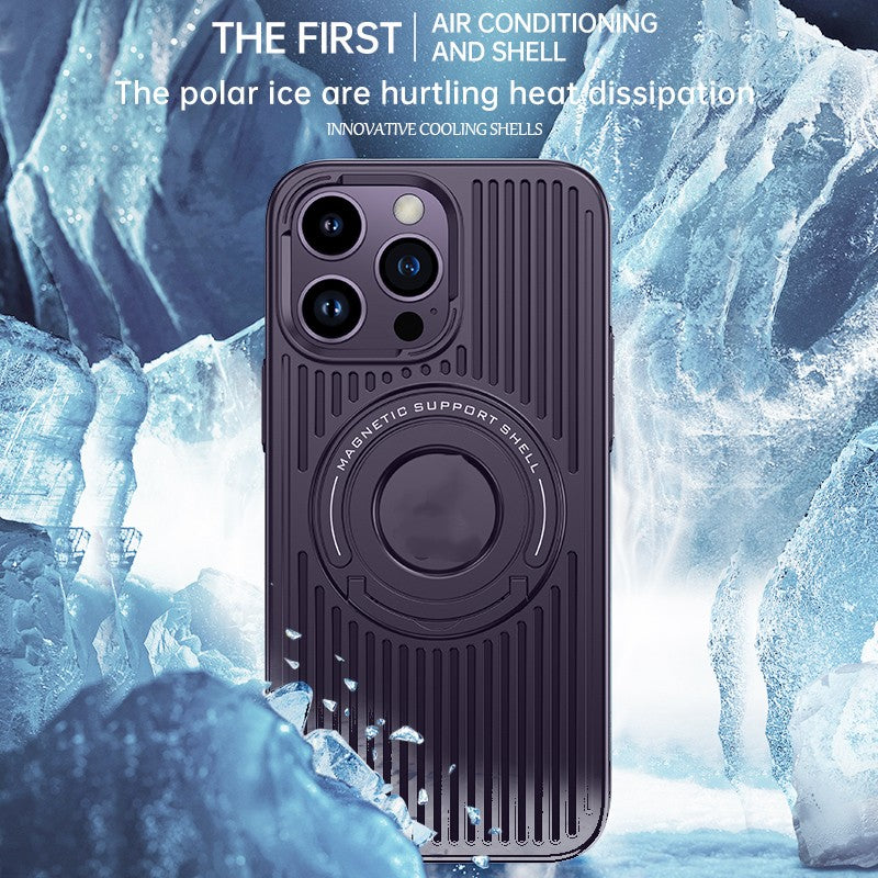 Étui de protection pour téléphone invisible magnétique à tige de traction