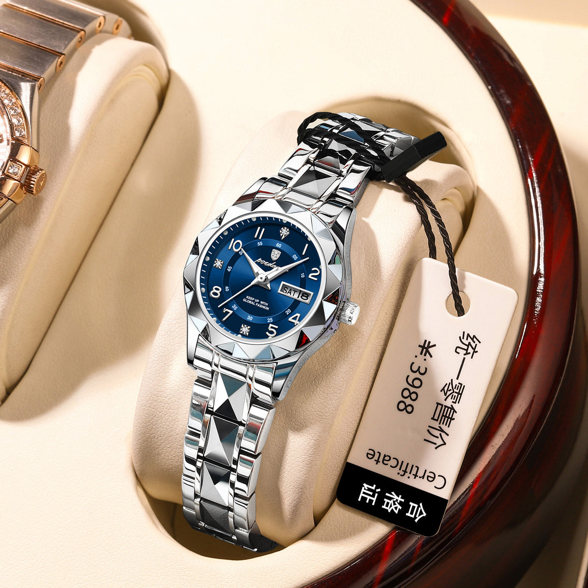 Montre à quartz féminine à double date étanche