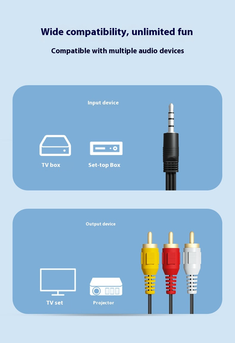 TV Set-top Box Haut-parleurs de câble Une minute Trois câble audio Lotus Head Video Cable