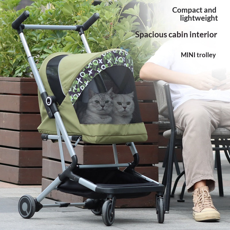 Poussette pour animaux ultra légère pour chats et chiens pliable tout-en-un pour un stockage compact S
