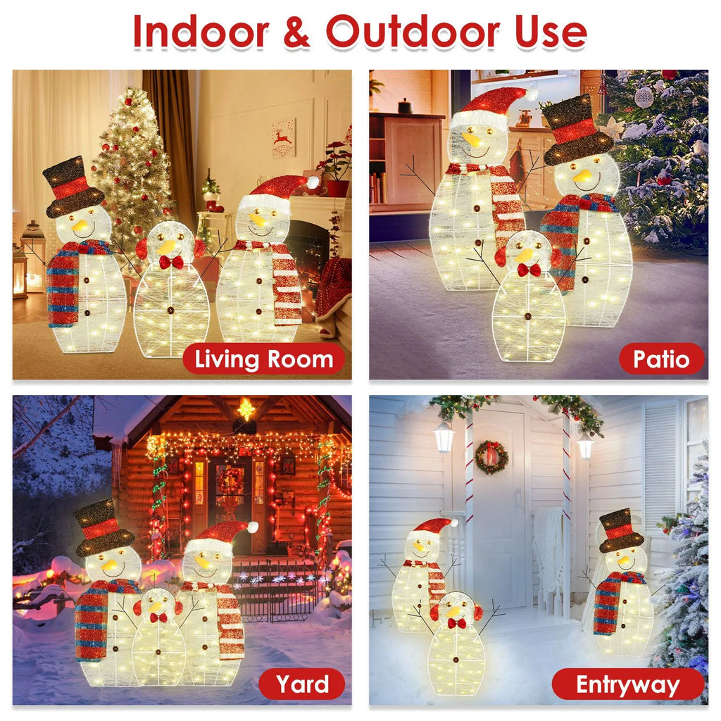 Décorations de famille de Snowman de Noël 3 pièces (Père/Mère/Bébé)