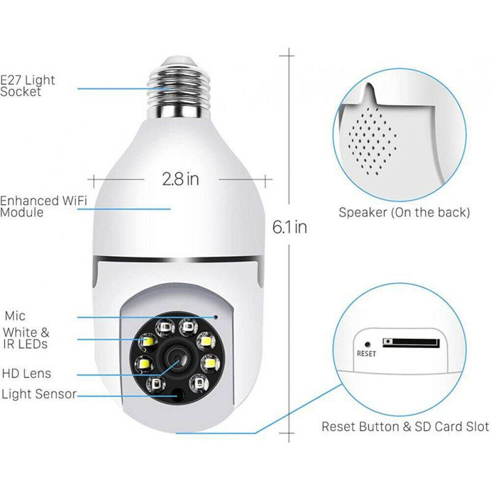 E27 1080P HD IR Bulb Camera Wireless Wifi Smart Home Security Camera