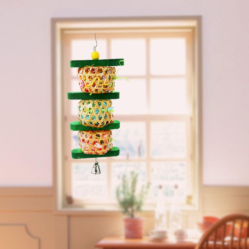 Produits pour perroquet Jouet d'oiseau Rattan Papier tissé Poussettes en bois de soie