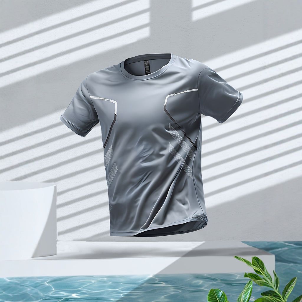 Men's Ice Silk Quick-Drying Short-Sleeved Sports Three-Piece Set
