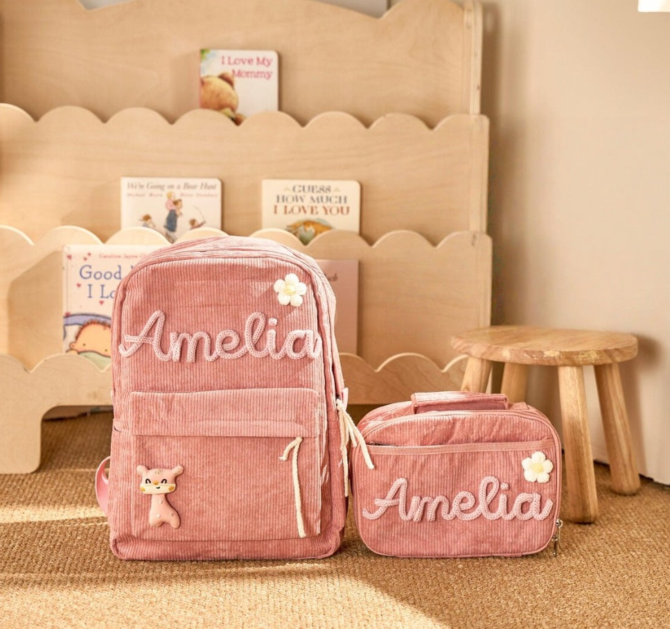 Retour à l'école Saison enfants Sac à dos et sac à lunch Set Chunky Fils fait main