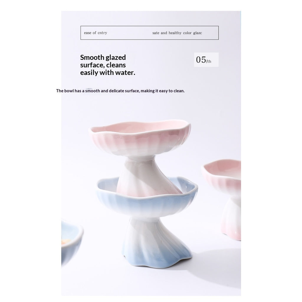 Élevé en céramique graduée en forme de robe Pet Water & Food Bowl pour chats et chiens