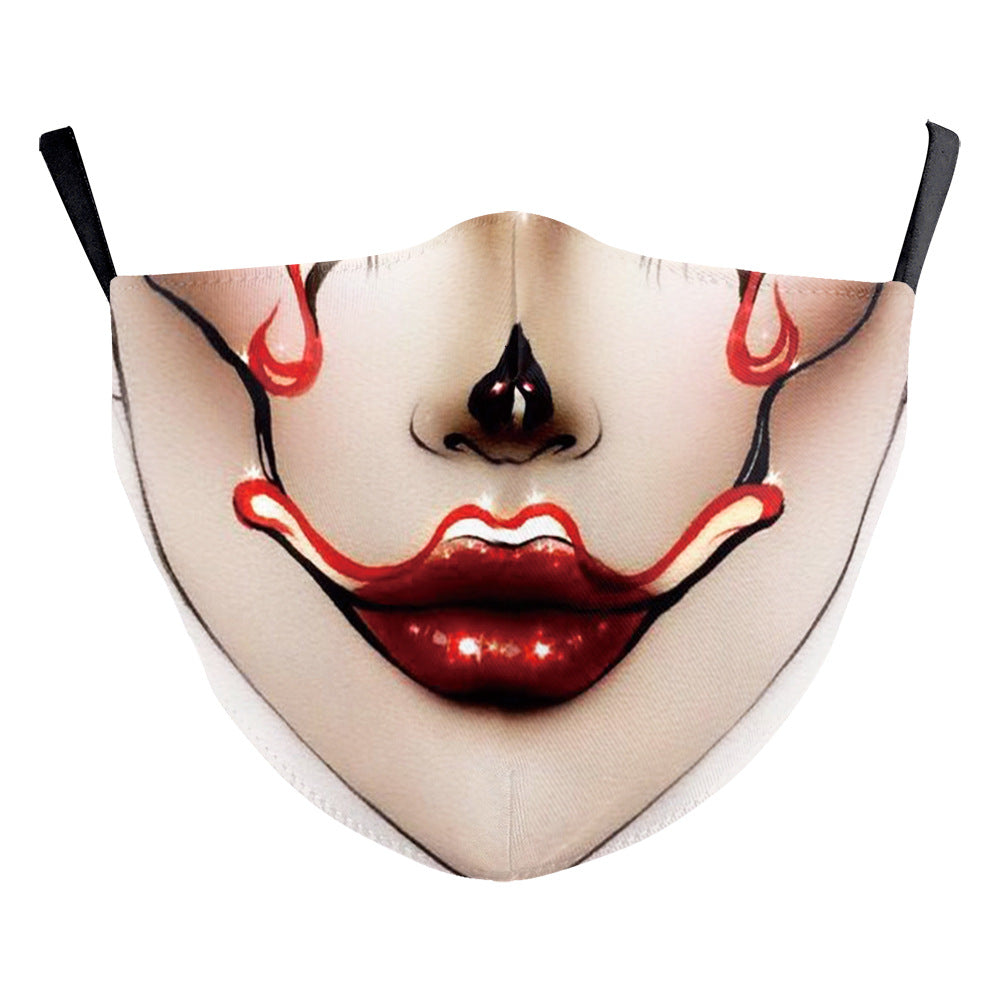Masque d'impression numérique Halloween double couche en soie de lait