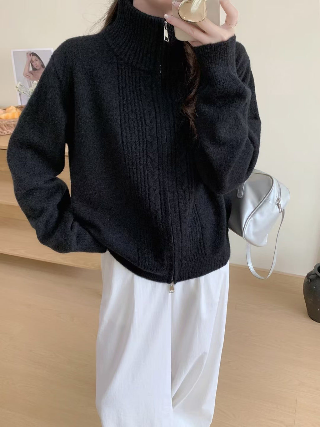 Manteau de sweater avec double fermeture éclair