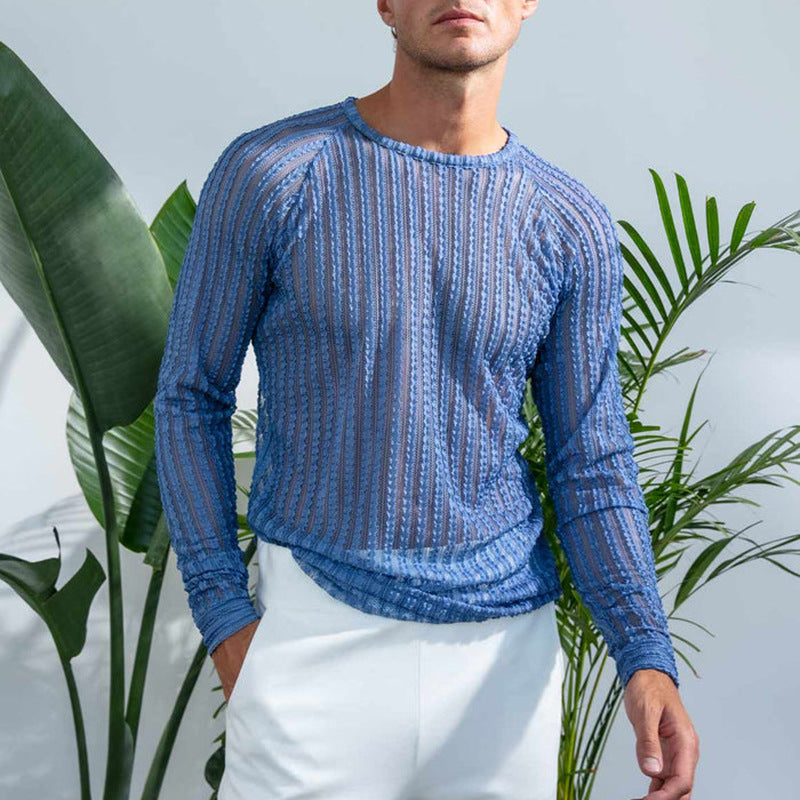 T-shirt à manches longues Texturé d'automne pour hommes