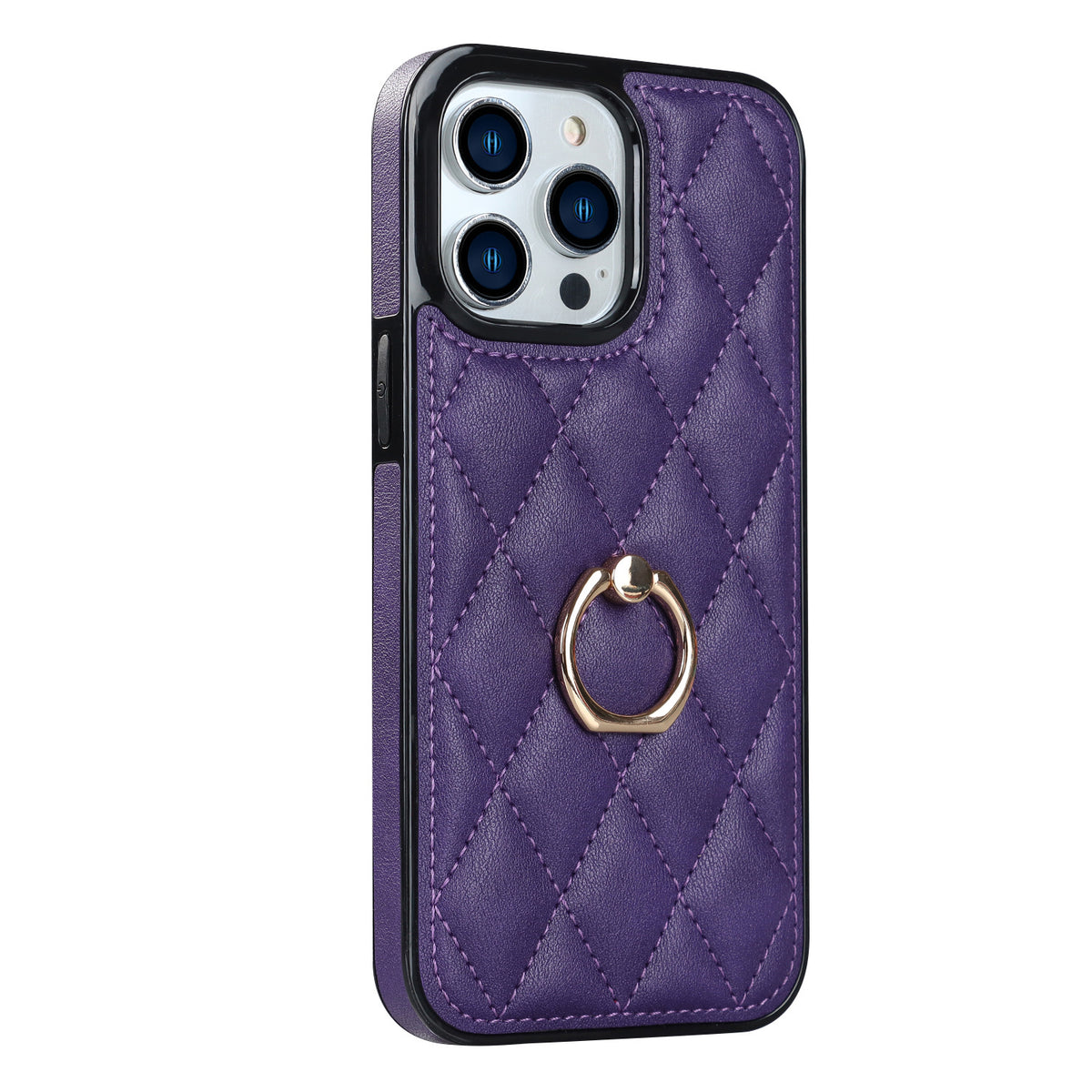 Boîtier de téléphone Ring Diamond Bracket Etui de téléphone en cuir Résistant aux chutes pour femmes