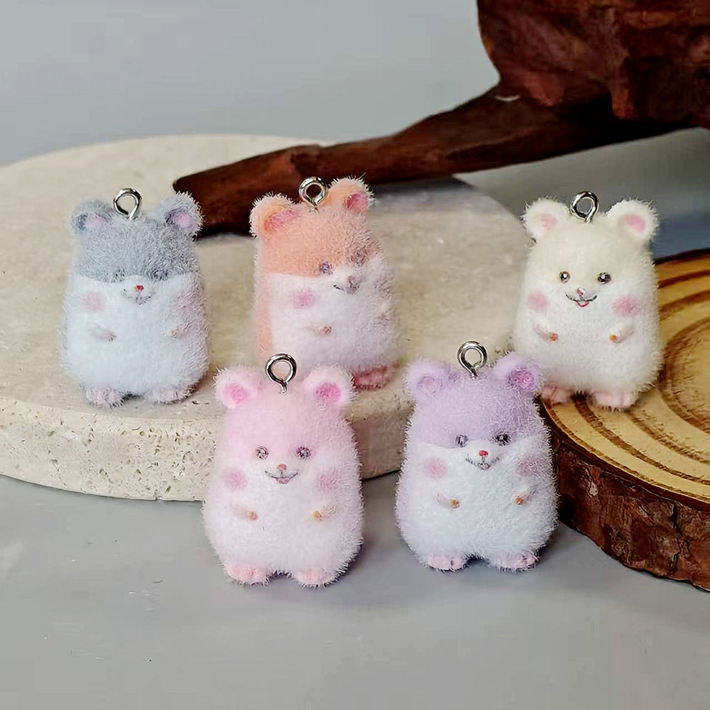 Accessoire porte-clés animal de hamster flottant en résine