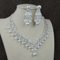 Collier en perles blanches diamant costume mariée accessoires de mariage boucles d'oreilles de cheveux ensemble 0284