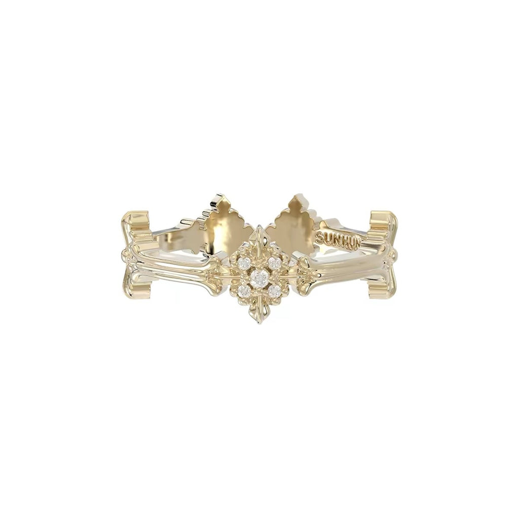 Trois lignes horizontales Bijoux Iris Fleur Anneau Lumière Titanium Dentelle Hollow Maillard Lumière