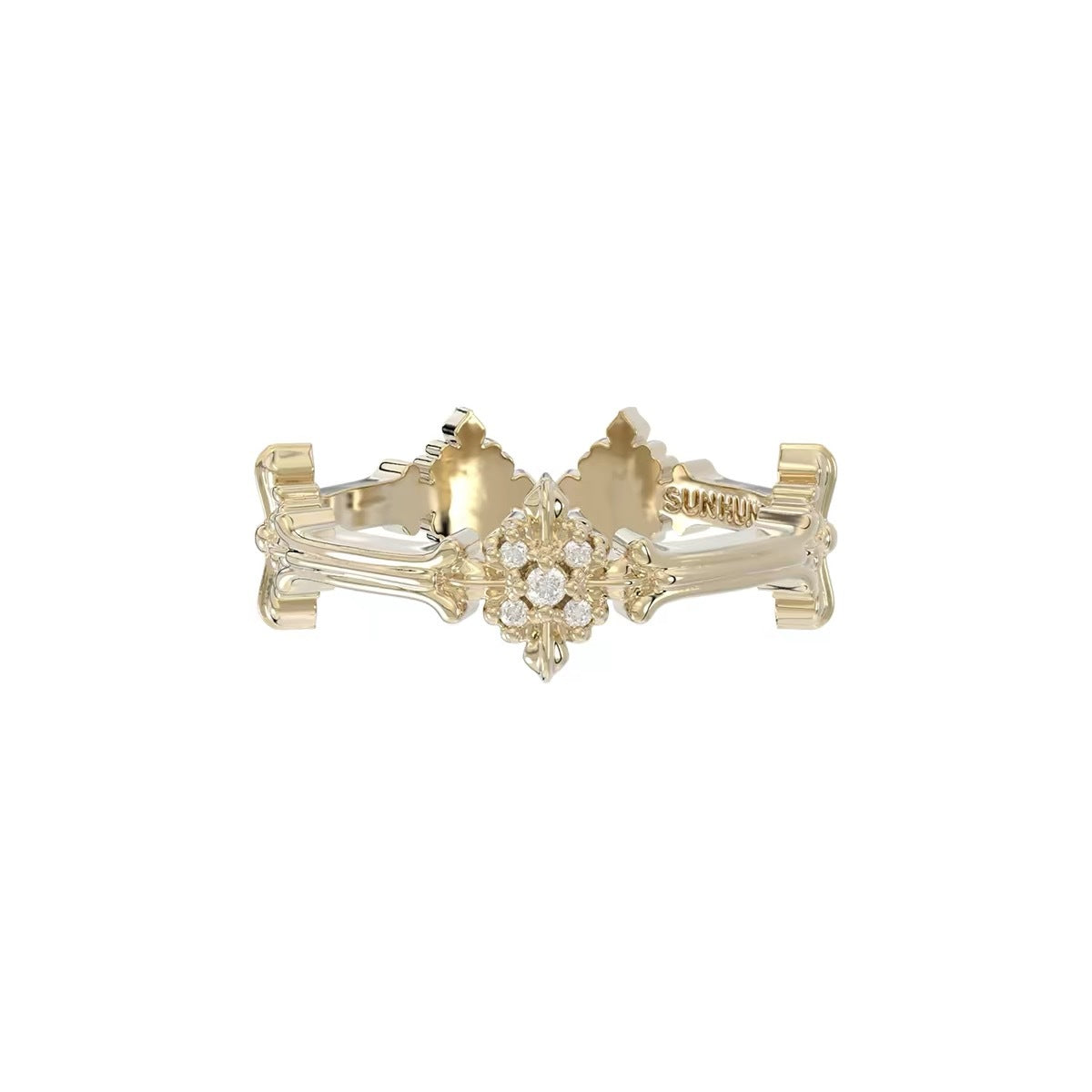 Trois lignes horizontales Bijoux Iris Fleur Anneau Lumière Titanium Dentelle Hollow Maillard Lumière