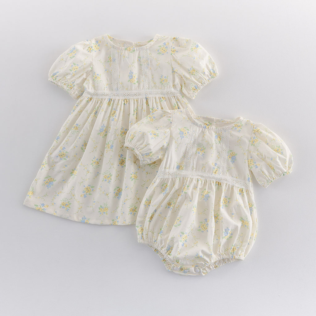Été style coréen bébé fille Romper avec une impression florale