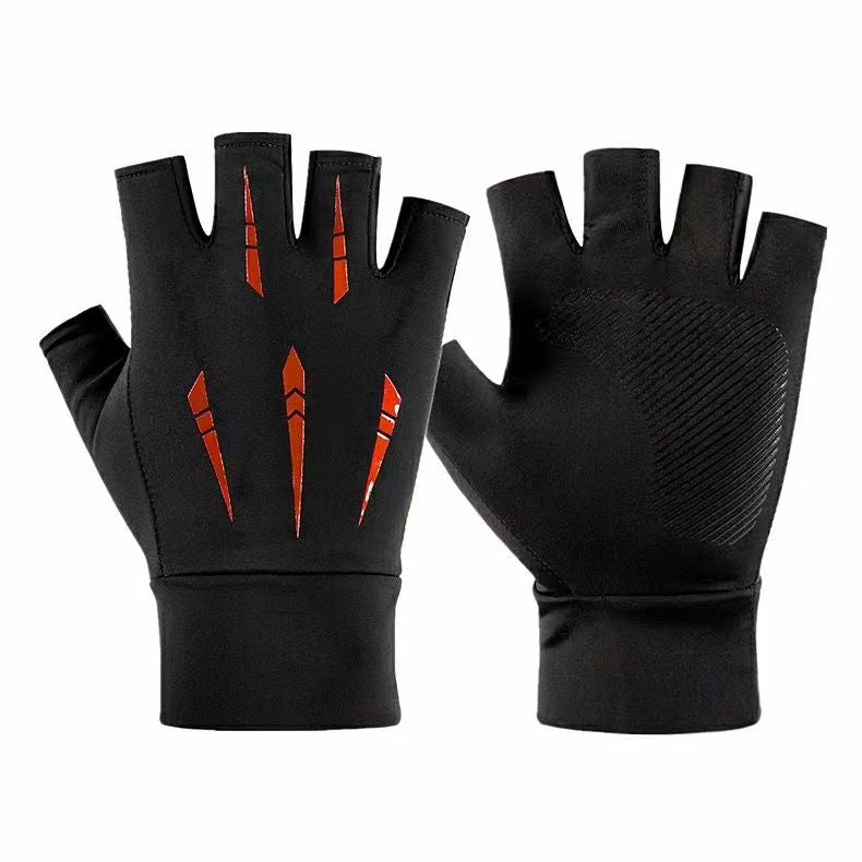 Sports de plein air d'été Gants demi-doigts faits de soie glacée avec une poignée antidérapante