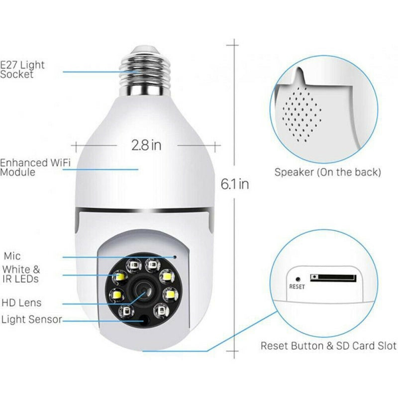Caméra d'ampoule IR E27 1080P HD sans fil Wifi Smart Caméra de sécurité maison