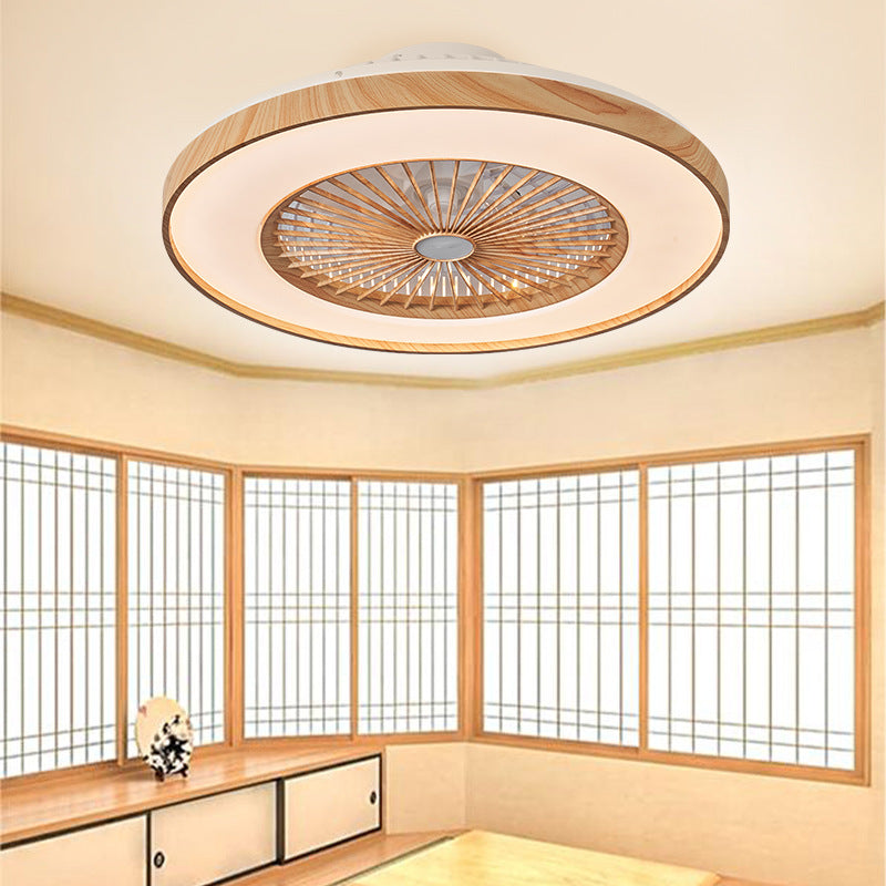 Ventilateur de plafond électrique Ribbon en grain de bois pour salon et salle à manger